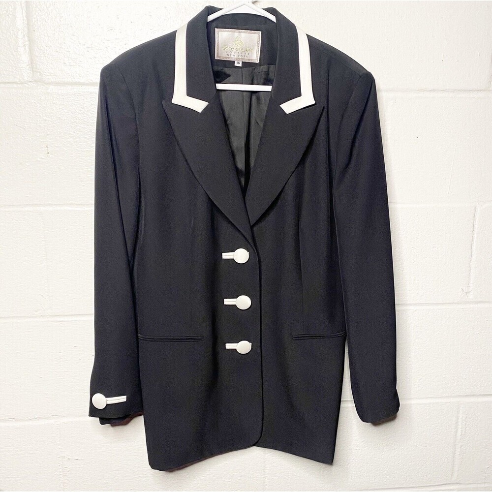 Vintage Givoldi Cout New York Women's Blazer Jacket Black SZ 16 Made In USA